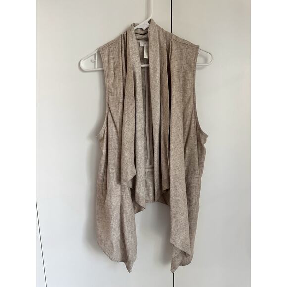 MM Couture Linen Vest Size Medium Neutral Lagenlook Layering - Picture 2 of 9